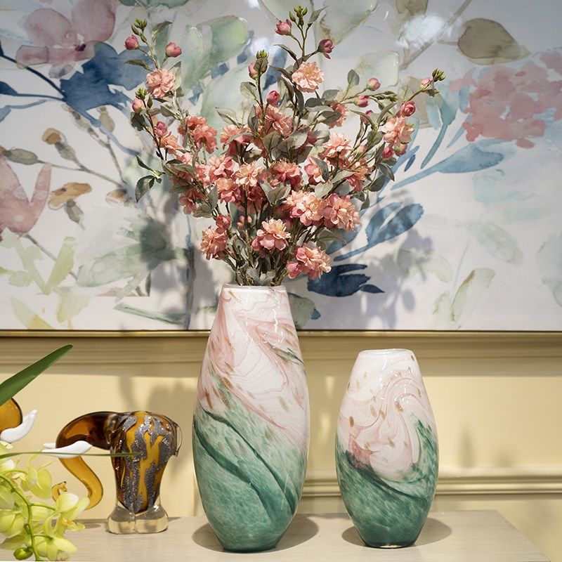 创意轻奢流纹手工琉璃花r瓶摆件客厅样板间装饰品餐桌插花花器摆,家居饰品,花瓶,淘宝优惠券,粉丝福利购,淘宝优惠卷