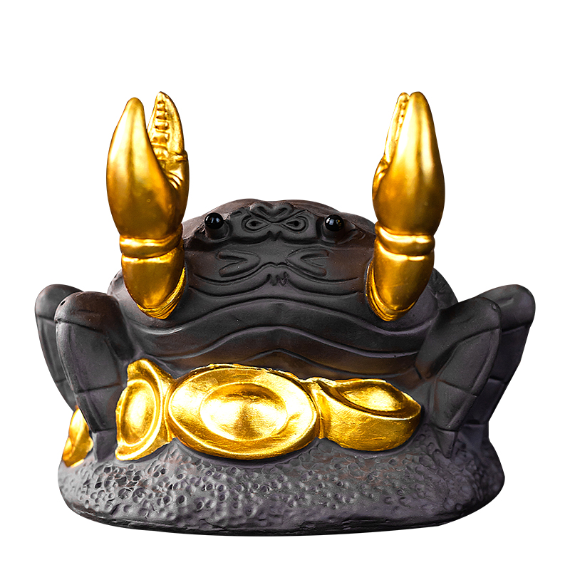 八方来财螃蟹紫砂茶宠可养手工茶C玩茶桌茶台宠物精品摆件茶具配