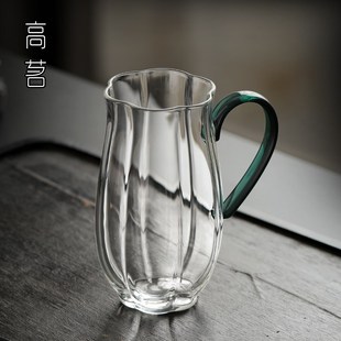 绿茶玻璃杯透明耐热泡茶杯2024新款F家用女士花朵高颜值水杯花茶