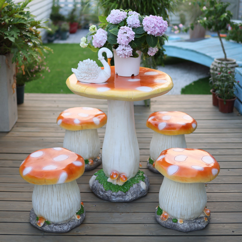 户外卡通蘑菇桌子摆件花园装饰w蘑菇凳子阳台桌椅子庭院休闲三件,家居饰品,户外/庭院摆件,淘宝优惠券,粉丝福利购,淘宝优惠卷