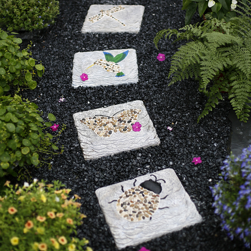 户外庭院踏步石花园布置装饰品汀步脚踏石板草坪鹅X卵石水泥地砖