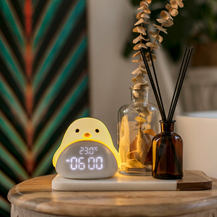 时光鸟小夜灯闹钟智能p床头贪睡大闹铃唤醒起夜台灯喂奶柔光伴睡