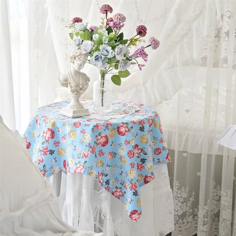 法式韩式田园碎花青花绣花蕾丝纯棉桌布台M布盖布沙发巾电视盖布