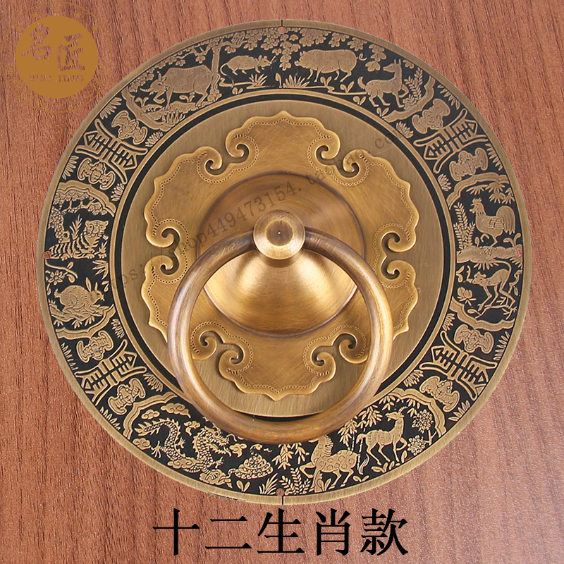 大门铜门环中式装饰大门铜把手纯铜圆形门环拉手复T古实木门门把
