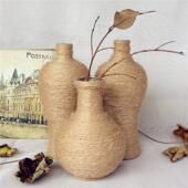 饰工艺品摆 复古怀旧手工麻绳花瓶D三件套客厅室内装 木生家居