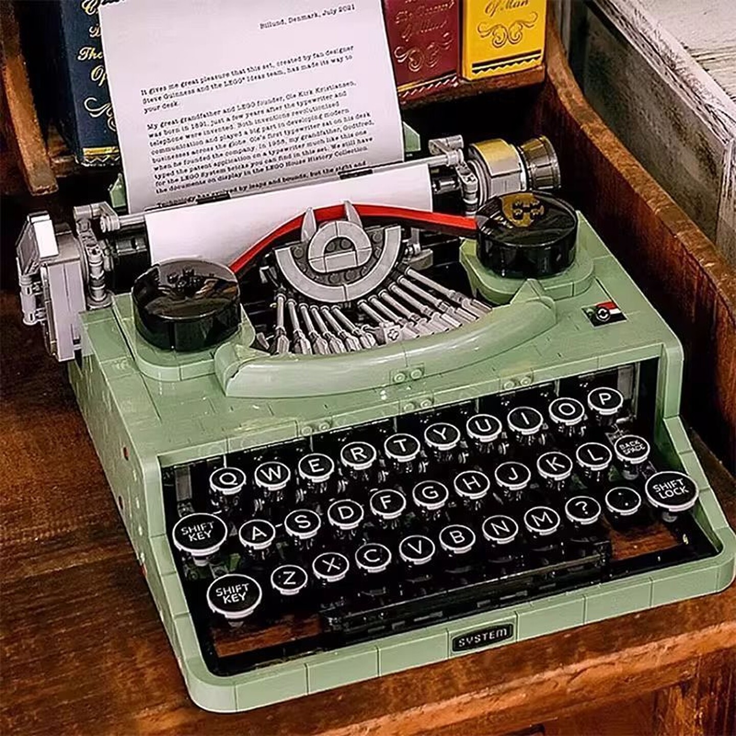 复古打字机积木模型成人版高难度益智拼装打印机玩具女孩生日礼物