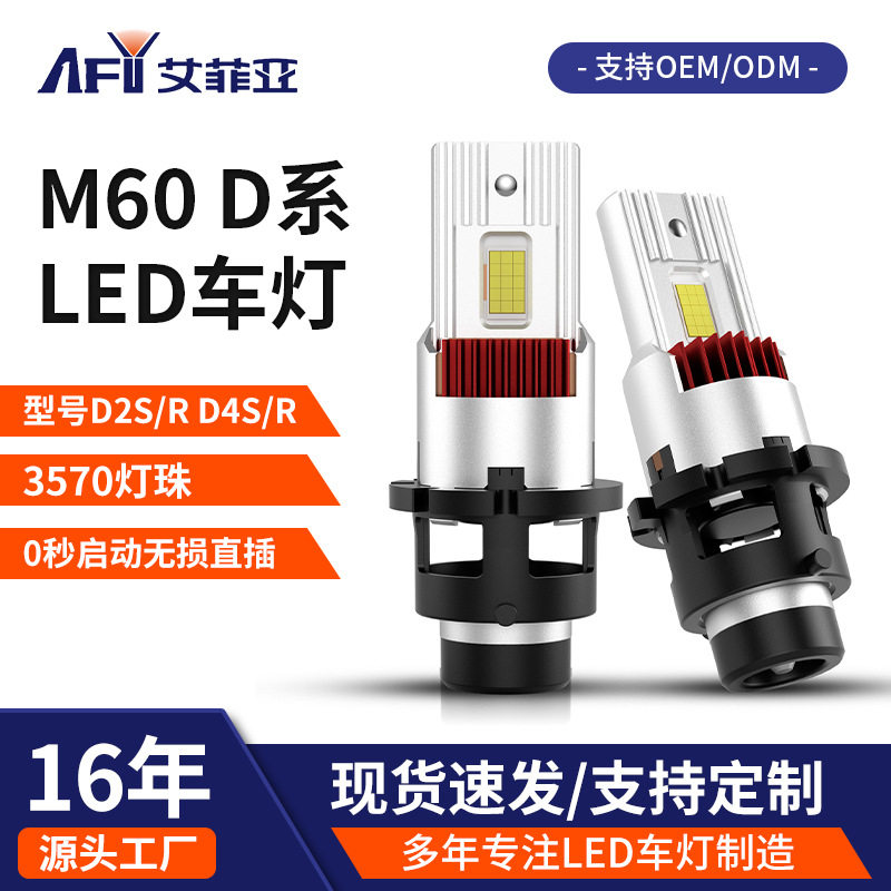 M60汽车大灯D2S/R聚光直插式一体1:1原车LED车灯汽车改装头灯D4S