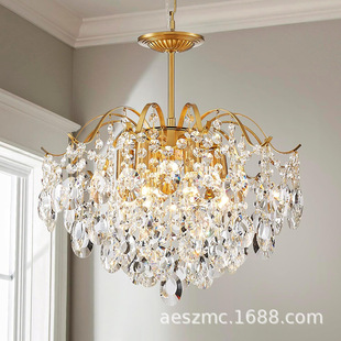 浪漫水晶客厅吊灯法式美式复古卧室餐厅客厅衣帽间灯简约轻奢灯具