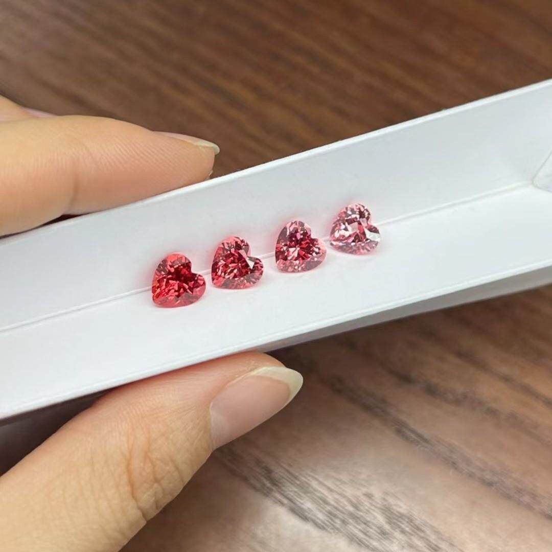 批量订货培育帕帕拉恰宝石1克拉心形裸石橙粉色日落色现货