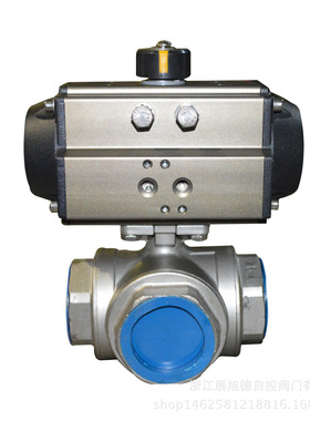 ZXDA展旭德气动三通内螺纹球阀Q614F-16P丝扣球阀304/306水阀