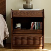 北美黑胡桃木实木床头柜复古轻奢樱桃木橡木原木多功能收纳储物柜