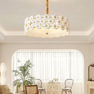 陶瓷花朵奶油风少女卧室吊灯浪漫温馨法式花瓣温馨餐厅客厅民宿灯