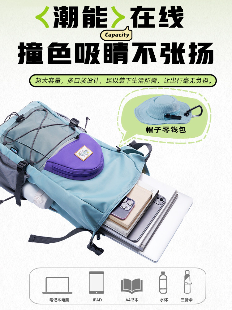 MGRASSGO Women's Backpack - Sports Badminton Bag, Camping Hiking Bag, Lightweight Large Capacity Travel Backpack - Thumbnail 5