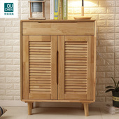 大容量多层收纳柜 实木鞋 柜家用门口柜 多门简约现代经济型玄关柜