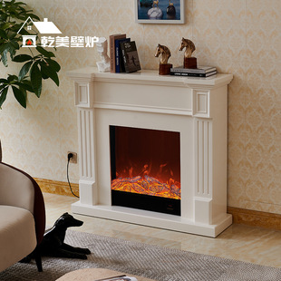 1.2米简约法式实木壁炉装饰柜 家用客厅仿真火焰取暖电子壁炉室内