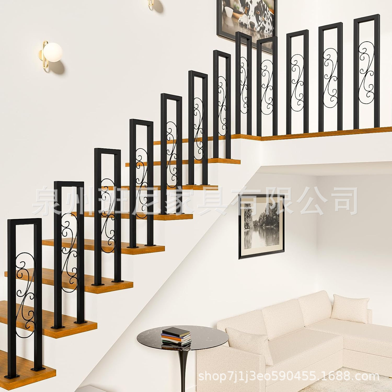 北欧简约铁艺楼梯防护栏杆