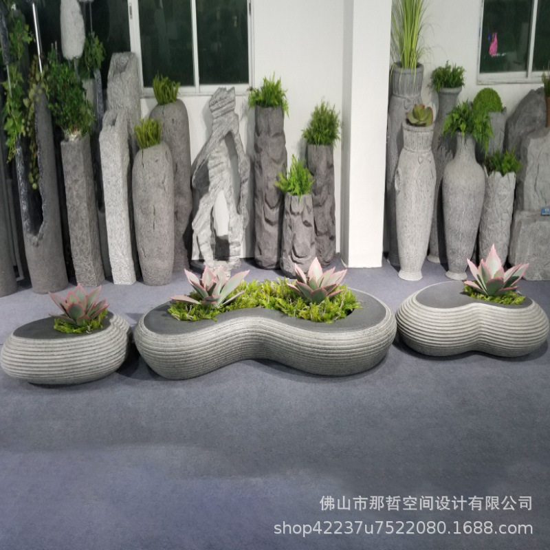 商场公园玻璃钢座椅 户外步行街装饰花盆一体座椅 公共休息椅子
