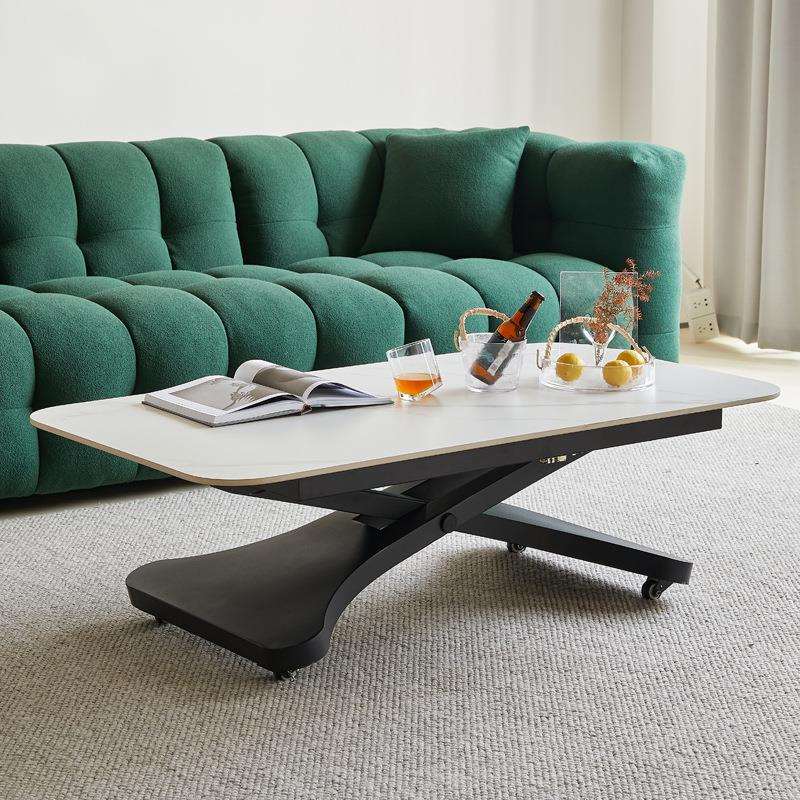 岩板升降茶几意式极简小户型两用桌多功能家用一体式茶几秒变餐桌