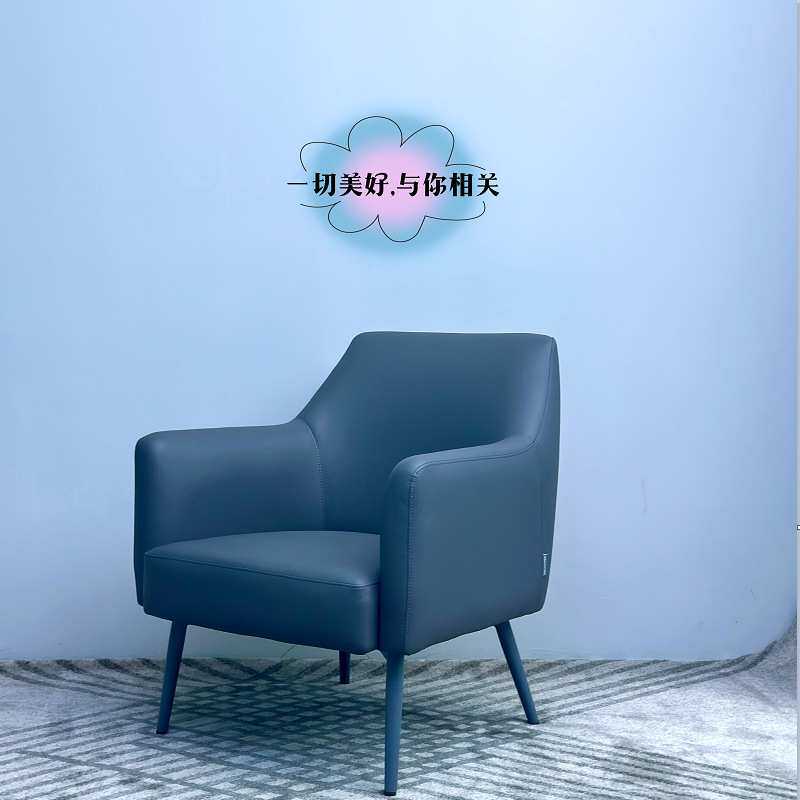 单人沙发布艺固定脚客厅书房酒店工程家具会客皮艺休闲沙发