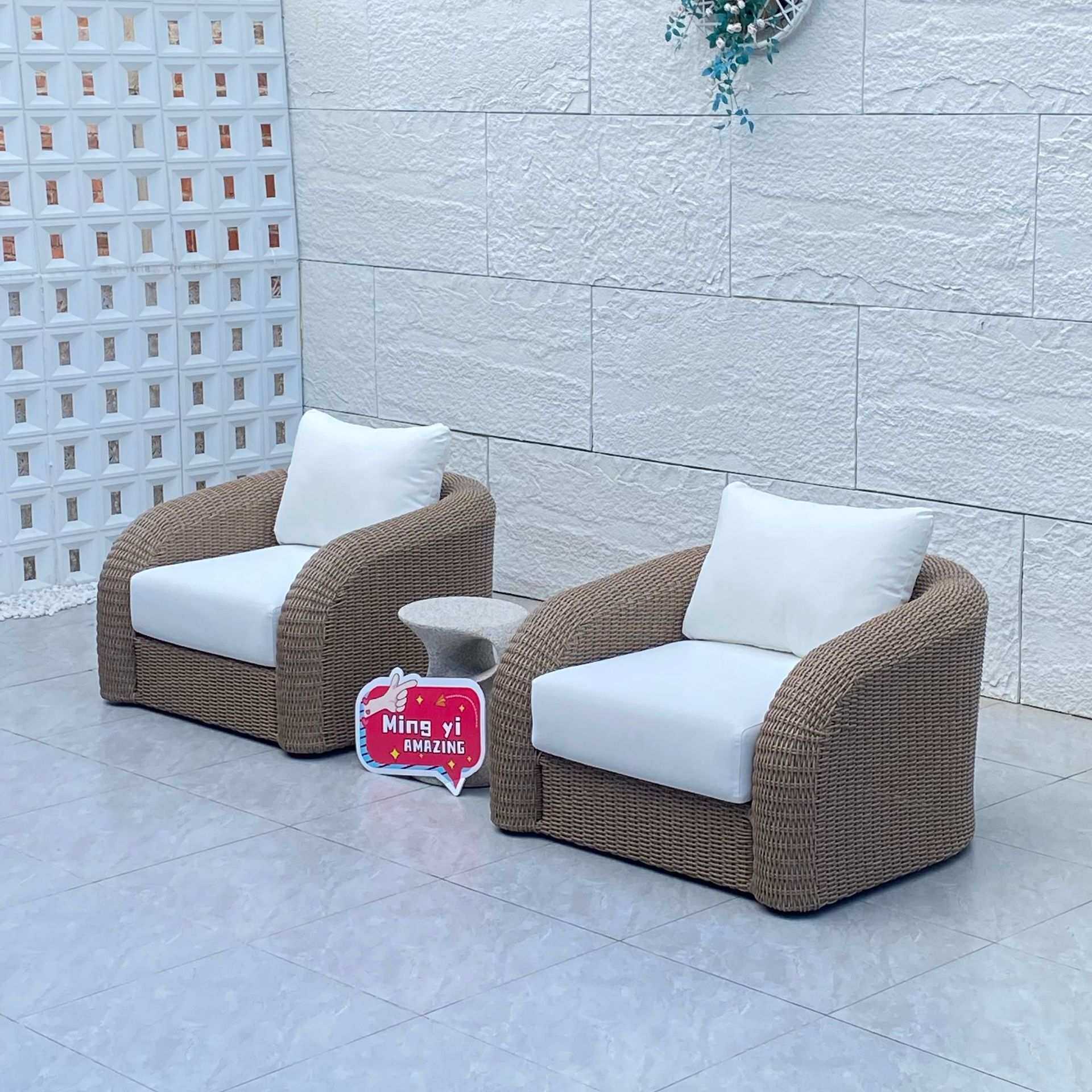 户外沙发庭院别墅露台民宿阳光房花园休闲设计师编藤沙发家具组合