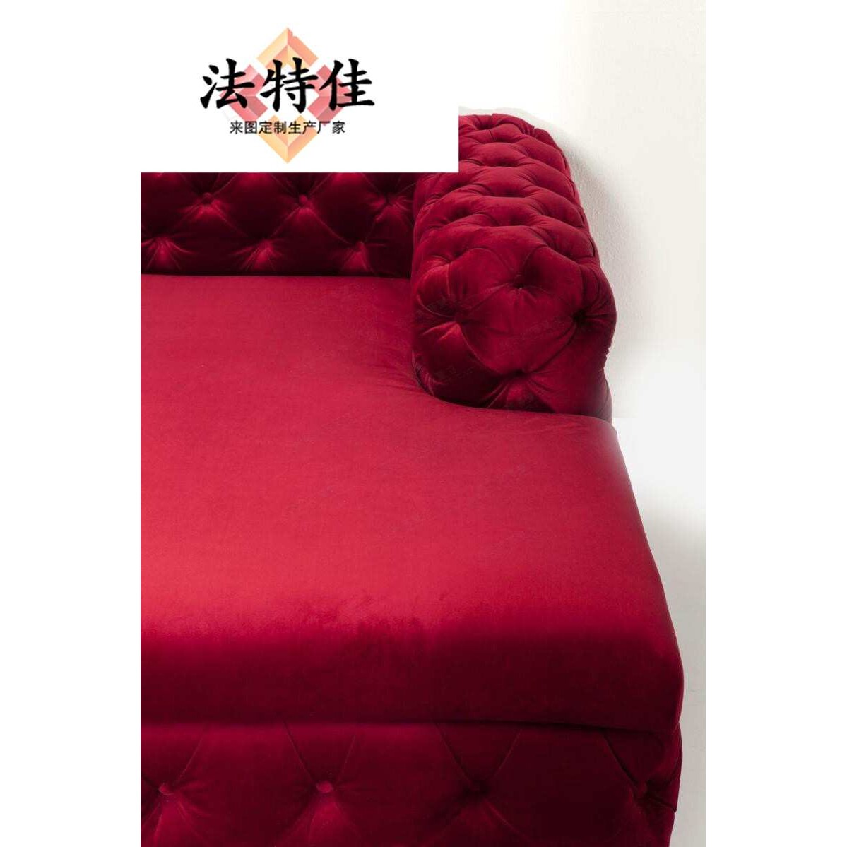 美式丝绒红色布艺沙发欧式别墅客厅L型组合设计师转角贵妃沙发椅