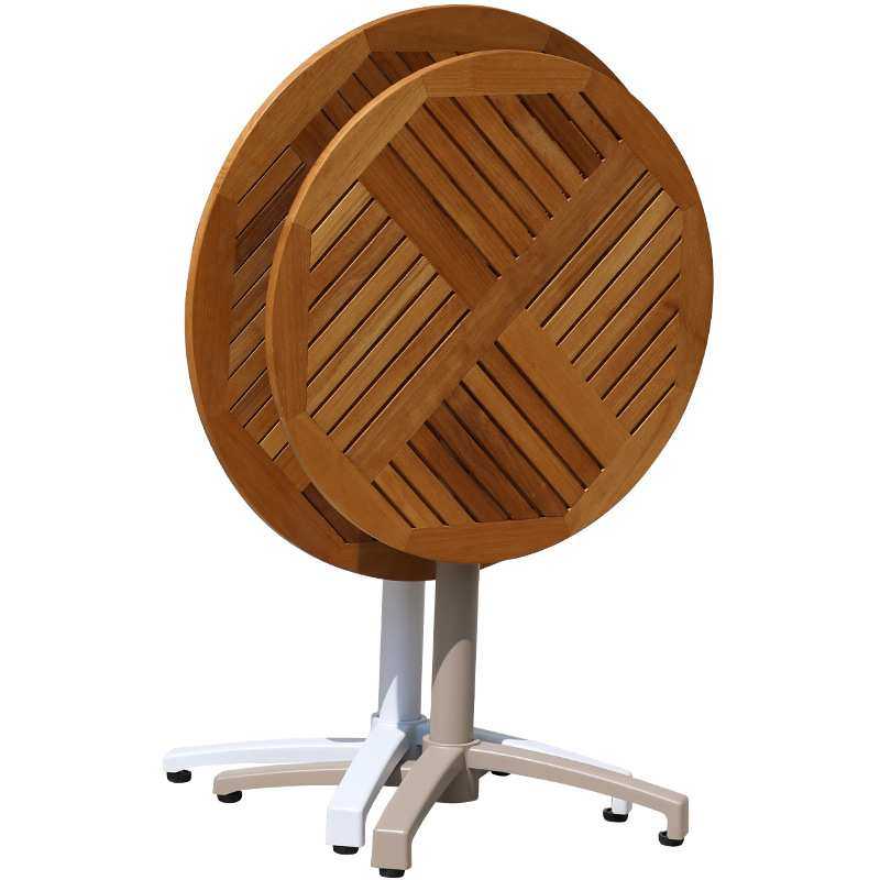 户外桌餐桌折叠阳台小圆桌柚木铁艺民宿桌子室外花园露台咖啡桌