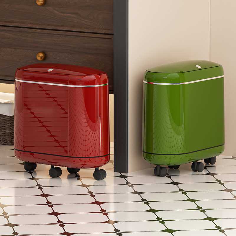 卫生间垃圾桶家用高颜值大容量厕所客厅窄缝带盖带轮子夹缝垃圾筒