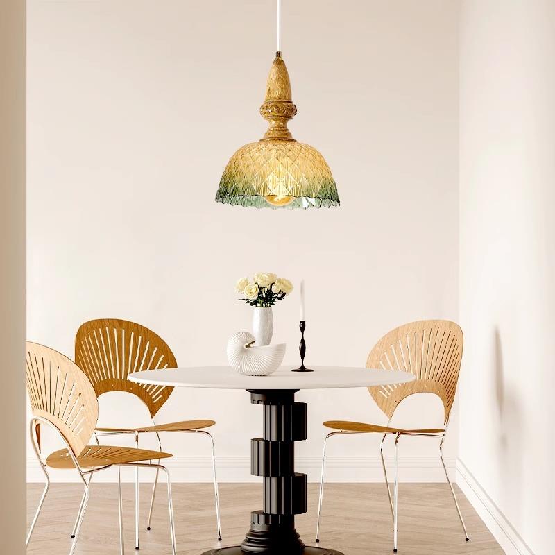 北欧法式花朵玻璃吊灯美式复古餐厅吧台咖啡店铺民宿床头装饰小灯
