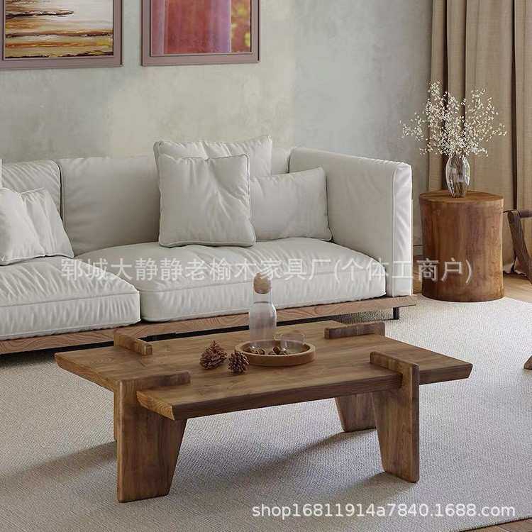 实木茶几复古老榆木茶桌原木风飘窗榻榻米茶桌民宿禅意沙发茶台