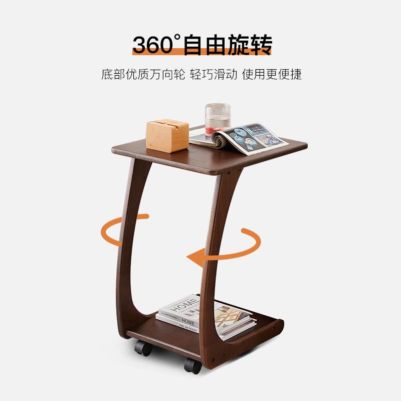 J*实木沙发边几柜可移动桌子带轮迷你茶几客厅小户型家用方角几茶