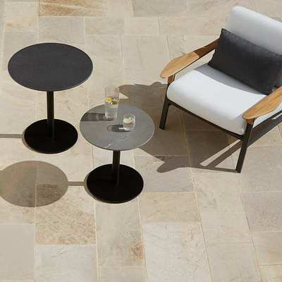 阳台户外茶几休闲实木酒店边几样板房设计师柚木岩板家用小圆桌子