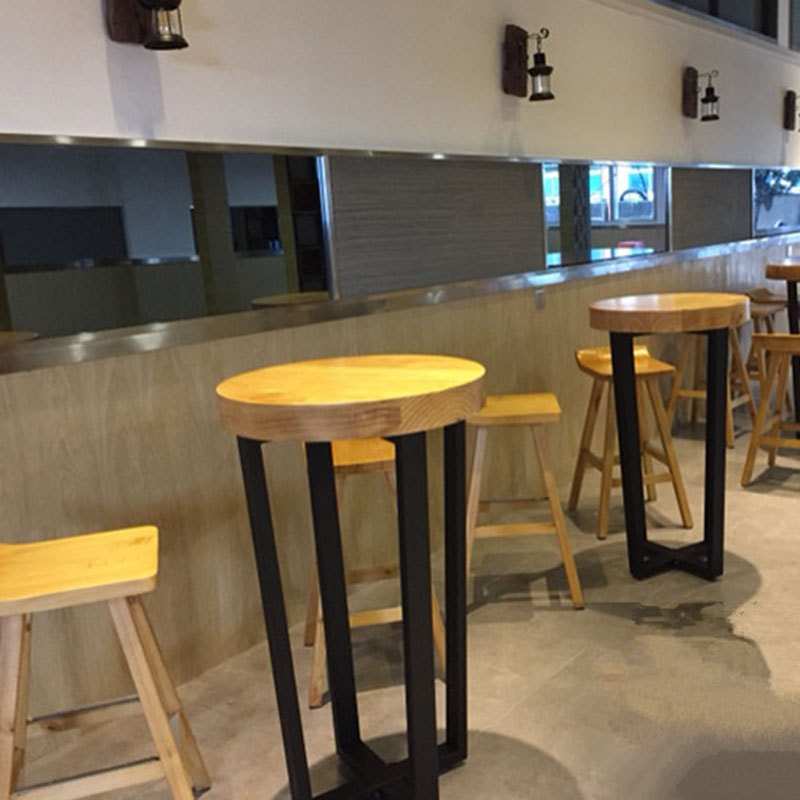 实木铁艺吧台桌椅奶茶店吧台椅多功能高脚桌椅组合酒吧小圆桌吧凳
