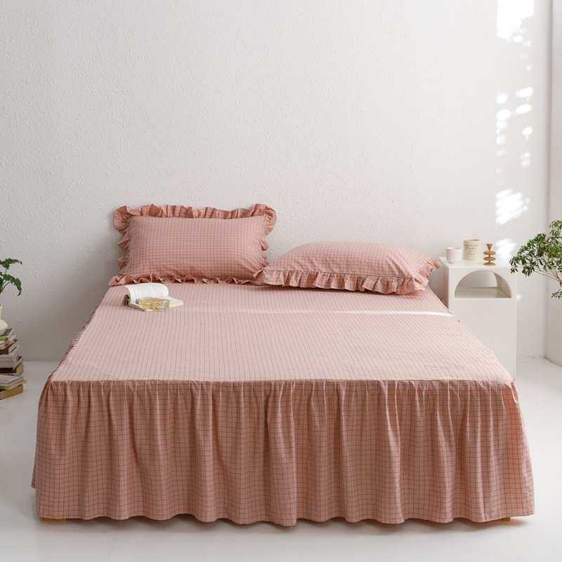 2024年新款全棉色织水洗棉床裙四件套直销 纯色床罩床上用品,基础建材,亚克力板,淘宝优惠券,粉丝福利购,淘宝优惠卷