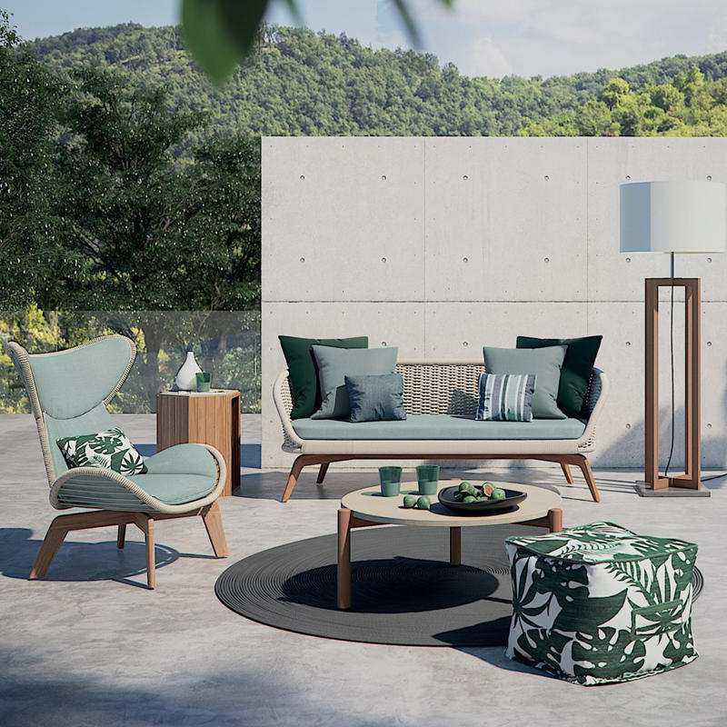 北欧柚木户外沙发庭院藤椅组合休闲别墅单人酒店阳台茶几藤编摇椅