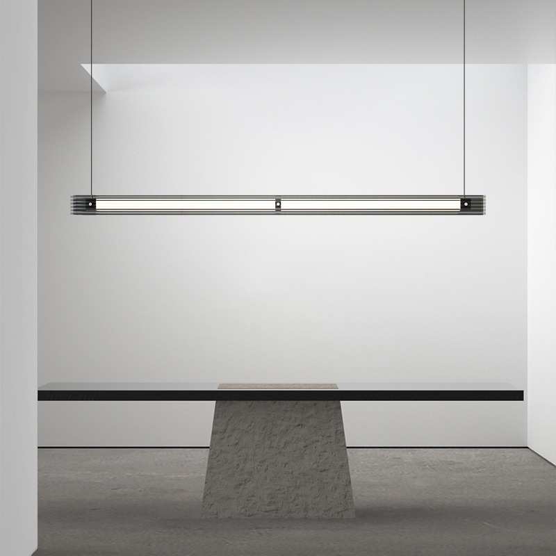 意式极简 餐厅吊灯现代简约吧台设计感高端玻璃北欧风一字长条灯