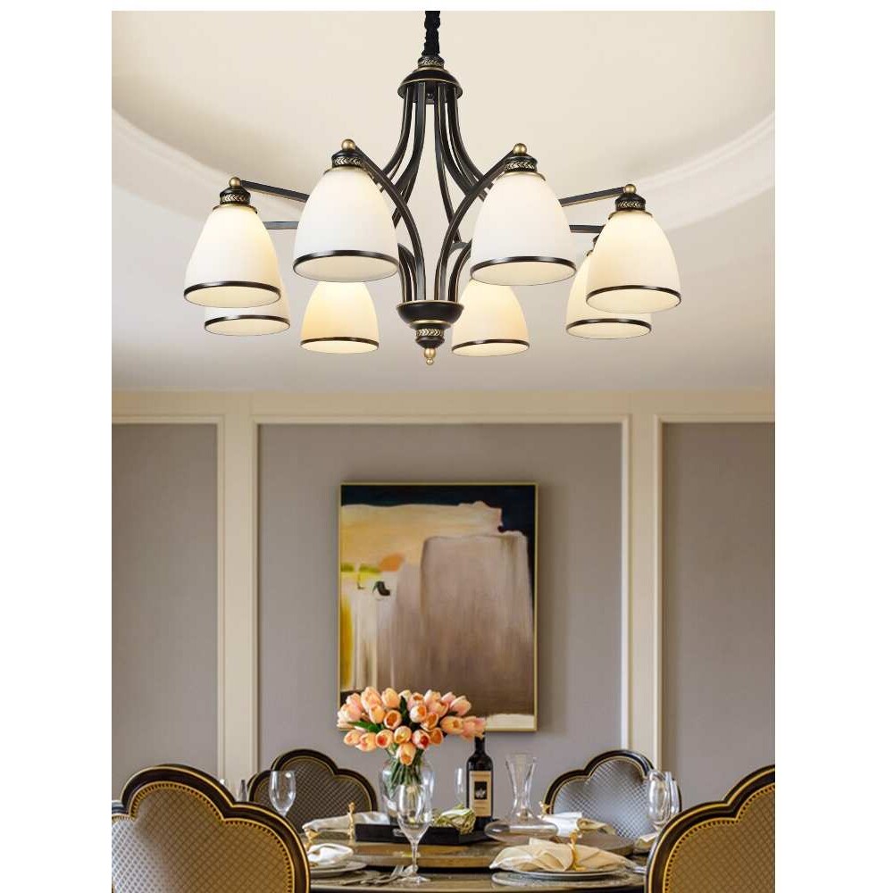 美式铁艺吊灯客厅田园复古北欧创意卧室吸吊两用吊灯餐厅商用灯饰