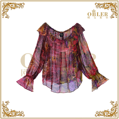 【欧宝莱尔】新款气质时尚轻奢女装桑蚕丝上衣301-230480