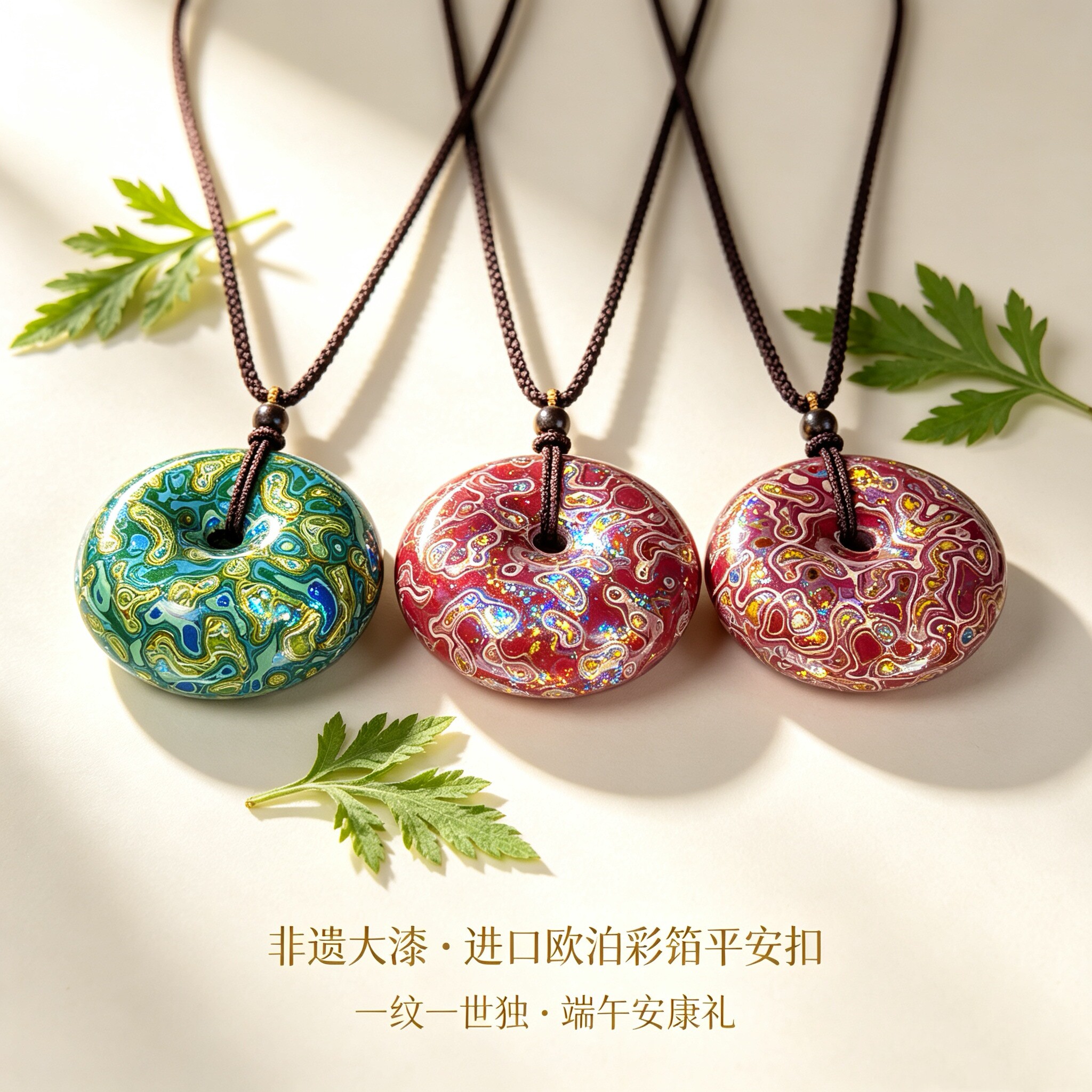 天然欧泊大漆平安扣吊坠天然宝石蛋白石饰品送女友送礼进口宝石