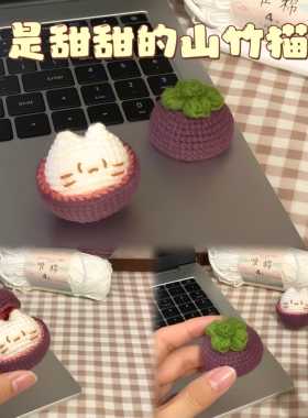 紫色山竹猫猫钩织材料包