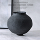 中式 饰品 复古禅意黑色粗陶陶罐花瓶客厅插花陶瓷摆件酒店样板间装