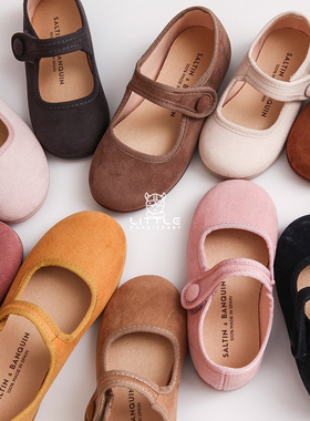 8Z  西班牙Saltin Banquin SS24女宝魔术贴玛丽珍绒面单鞋舞鞋