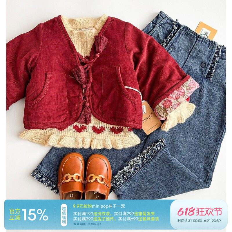 3件5折  印度YOBABYONLINE FW25儿童双面穿灯芯绒夹克外套