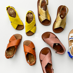 SS24女宝宝复古花朵彩色编织拉菲草凉鞋 意大利pepe