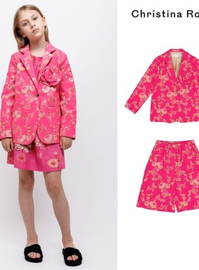3件5折 Christina Rohde SS25春夏女宝宝碎花西装外套短裤