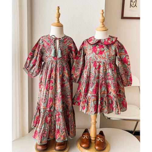 5Z 印度YOBABYONLINE FW25秋冬女宝宝碎花连衣裙花苞裤姐妹装