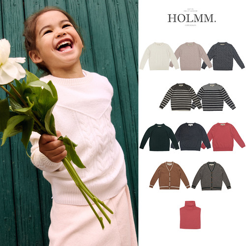 2Z清仓 丹麦Holmm FW24男宝女宝美利奴羊毛开衫毛衣围脖