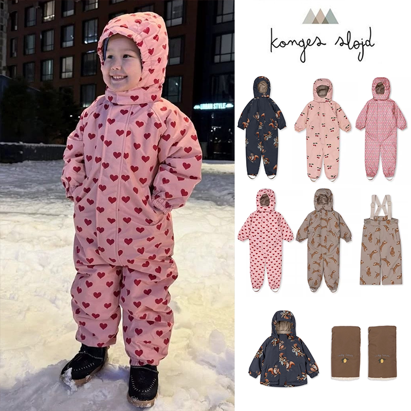 6Z 丹麦Konges Slojd FW25 秋冬儿童滑雪服裤子手套