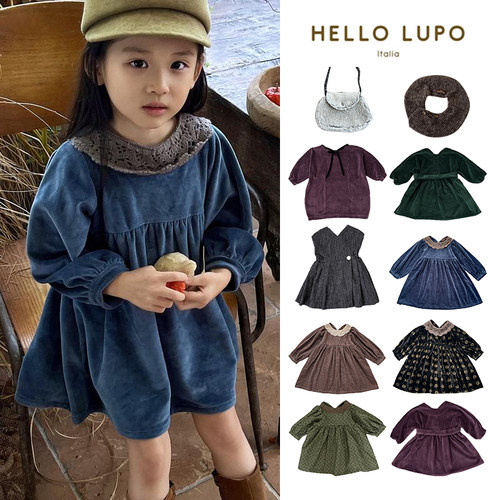3Z清仓 意大利 hello lupo FW24 女宝花边领连衣裙背带裙包包