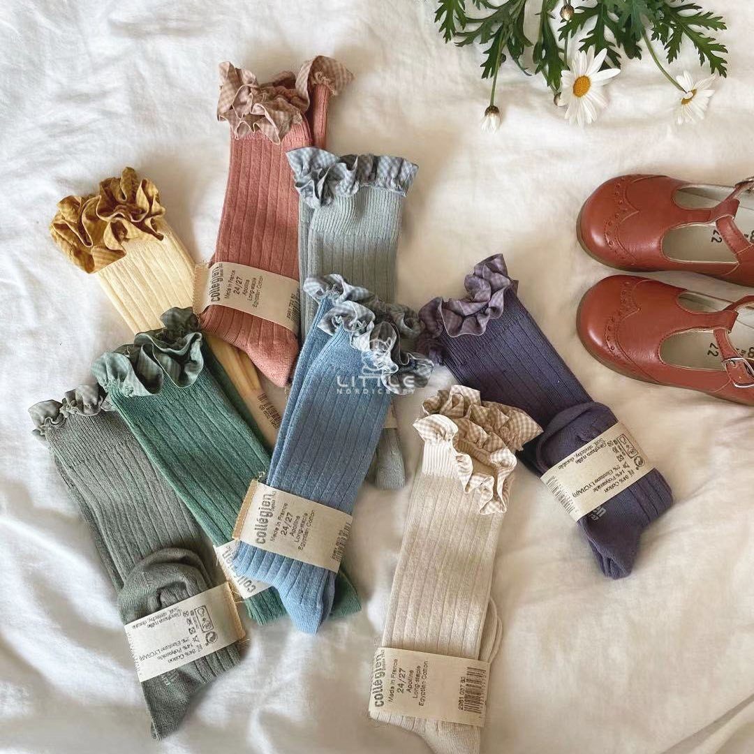 儿童款超轻镂空薄纱格子花边袜