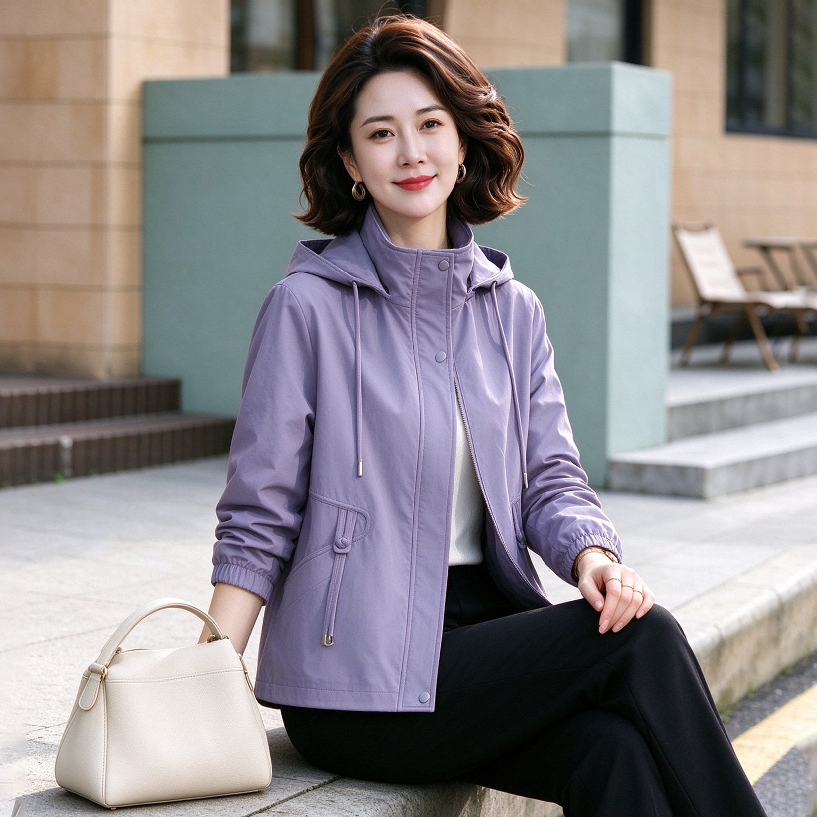 春秋妈妈中年气质短款外套女